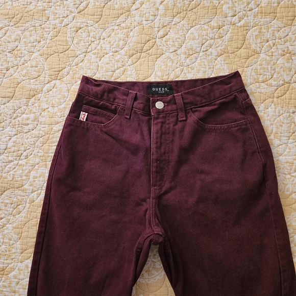 RARE Vintage Guess High Rise Straight Leg Jeans Maroon - Picture 5 of 13
